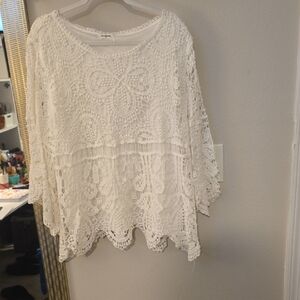 Chic White Crochet Blouse